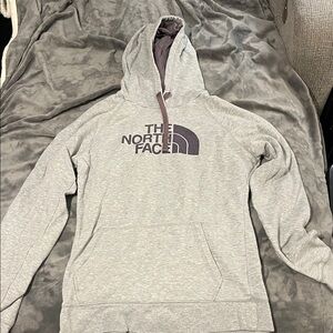 The North Face Light Gray Hoodie with Logo